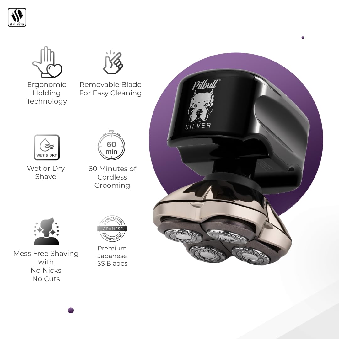 Amazon.com: Skull Shaver Pitbull Silver PRO: Electric Head Shaver 
