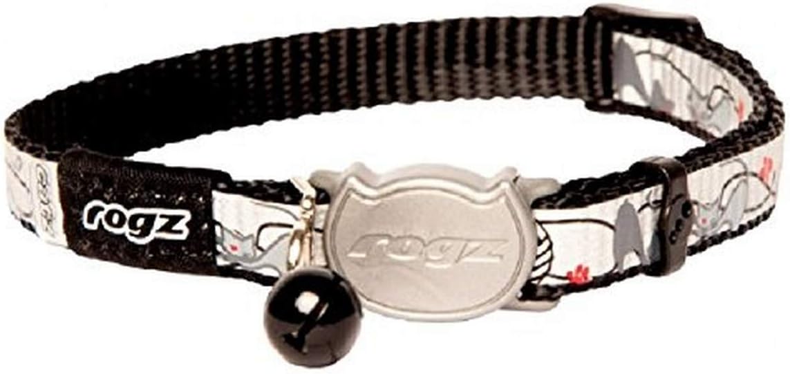 Reflectocat ROGZ CAT COLLAR WITH BREAKAWAY BUCKLE AND NIGHT TIME VISABILITY (Black Cat)