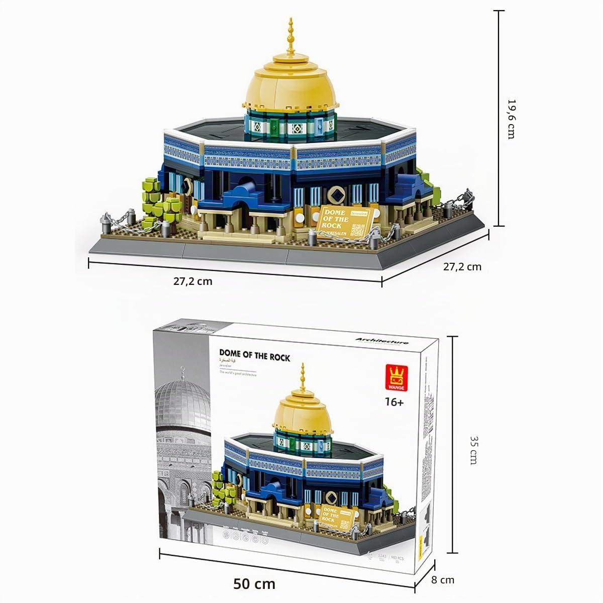 Modular Haus Bausteine, 983 Klemmbausteine Dome of The Rock, Jerusalem Bausatz, Konstruktionsspielzeug Architektur Baustein Modell MOC Haus Kompatibel mit Lego