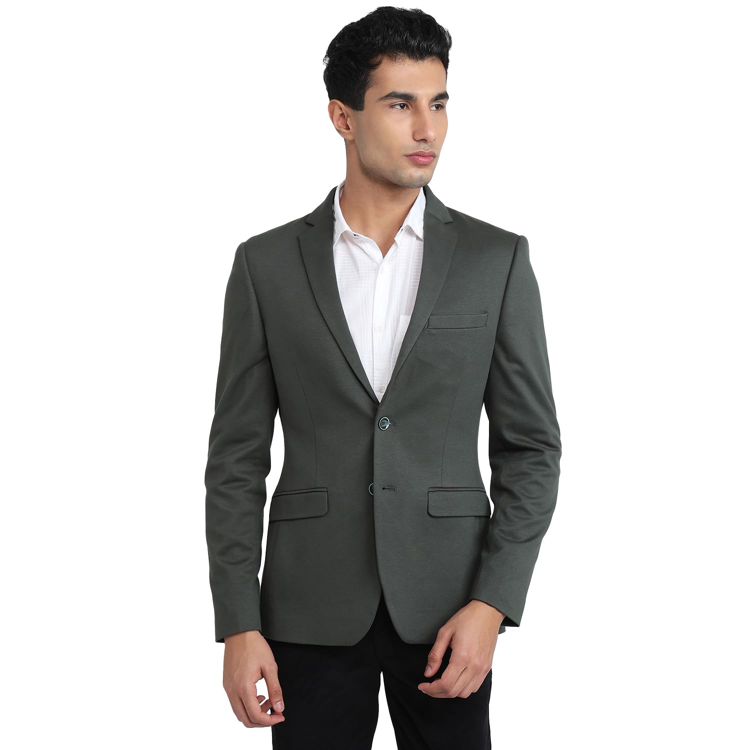 park avenue Men Super Slim Fit Solid Pattern Rayon Nylon Spandex Blend Notch Lapel Full Sleeve Casual Jacket-picture-51
