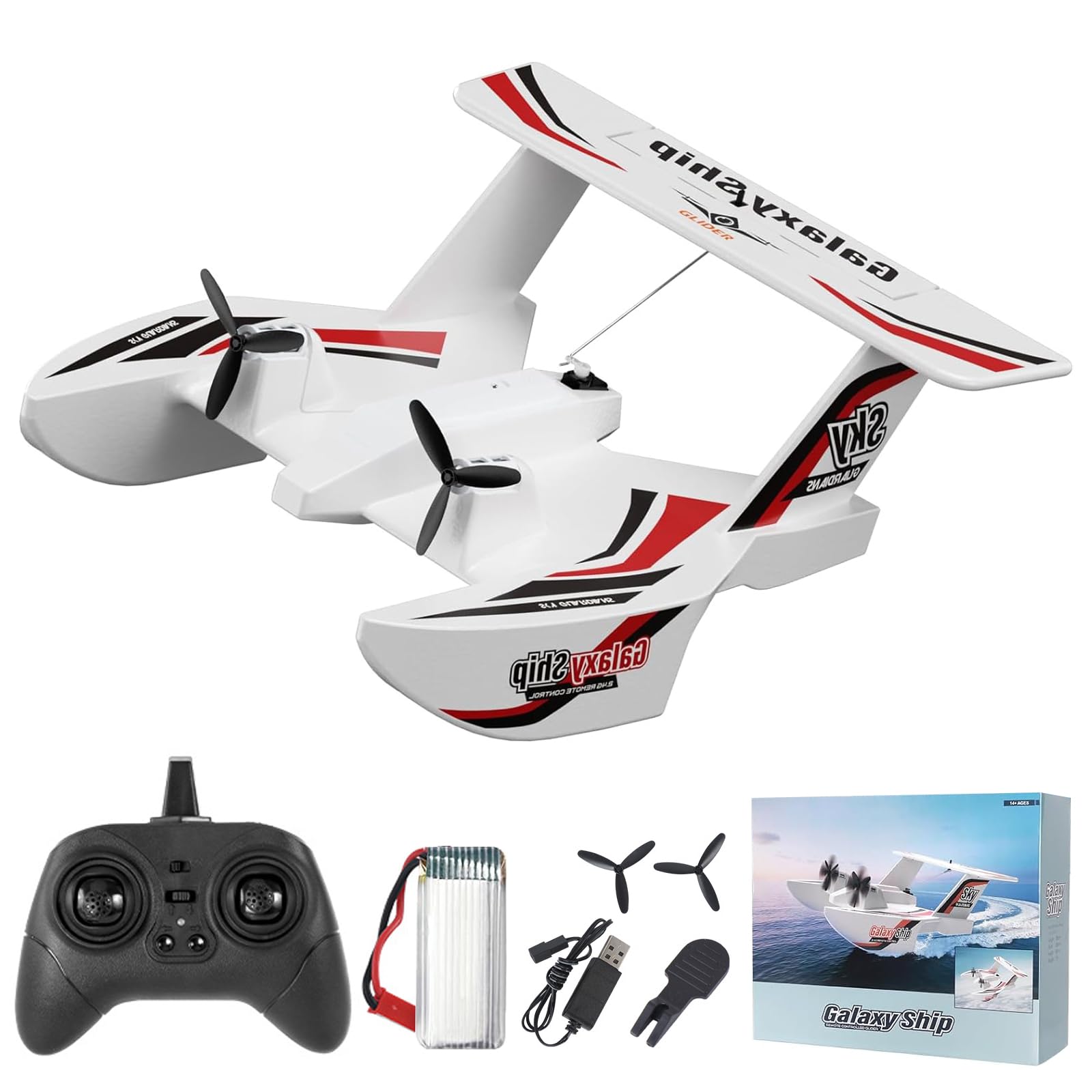 Hylukon RC Plane for Water Land & Air, 3CH RC Airplane Remote Control Boat Amphibious Tri-Phibian Aircraft 2.4GHz Seaplane Glider RC Floatplane for Boy Girl Adult
