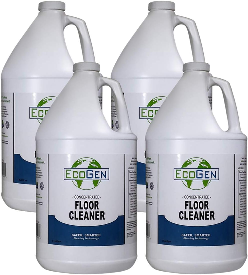 Commercial Floor Cleaner; Industrial Use, Concentrated Formula, Biodegradable, Water Based, Unscented, Multi Surface Cleaning, Safe On Skin, Pack of 4 Gallons