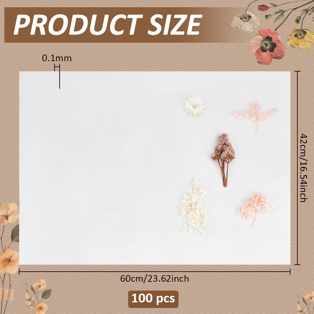 BENECREAT 100 Stück Blumenpresspapier Löschpapier Für Herbarium Bastelarbeiten, 42x60cm Löschpapier Für Herbarium Und Blumenpresse