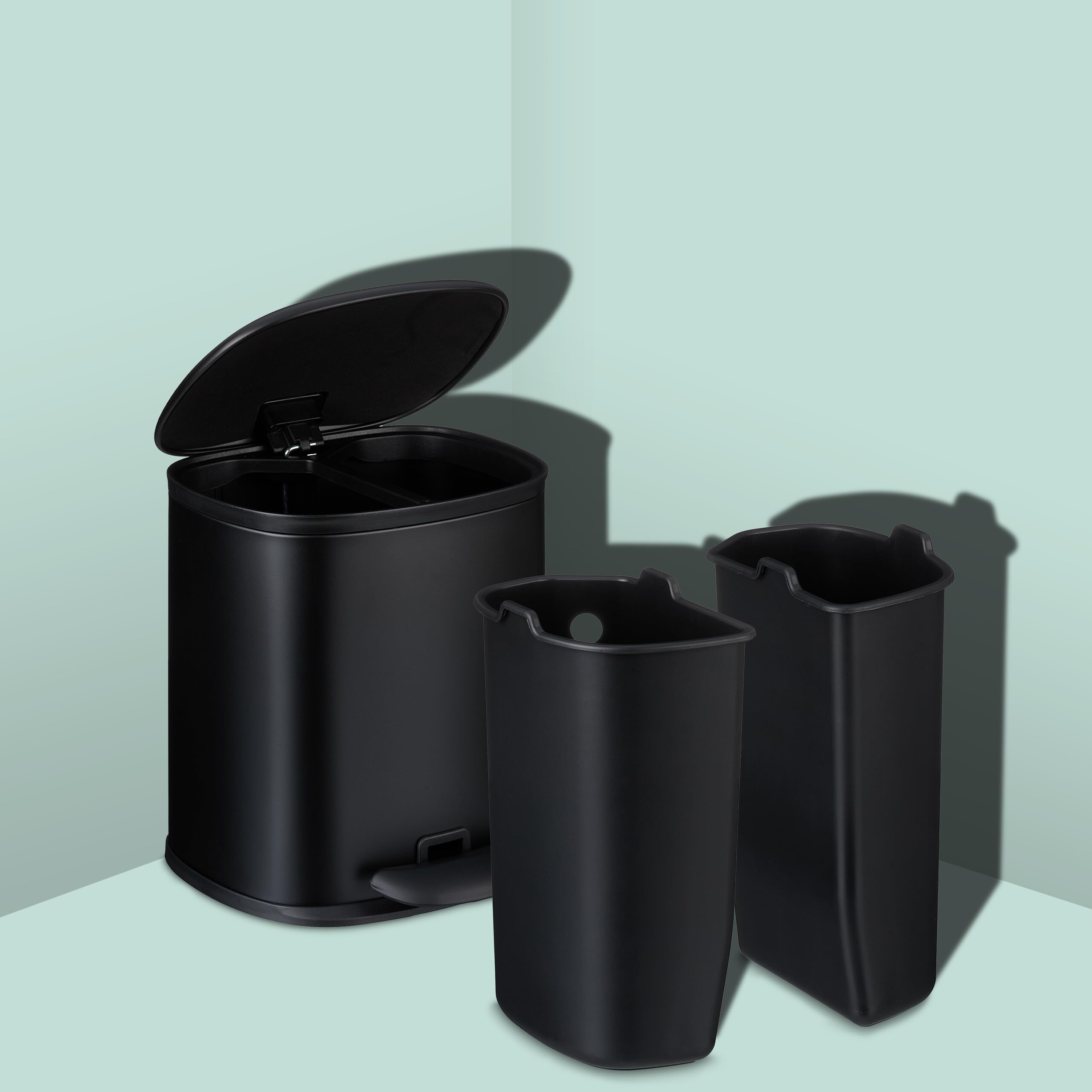 Corbeille Soft Close 3l Poubelle Salle De Bain Relaxdays 3L - Montage Mural - Fermeture Douce - Noir Poubelle Salle Bain