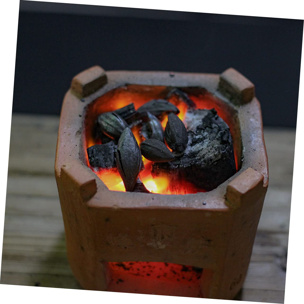 Happyyami 4 Piezas 1 carbón doméstico Barbacoa Interior Barbacoa de Interior carboncillos a Exterior Bonfire carbón de la Chimenea del hogar al Aire de Oliva Black