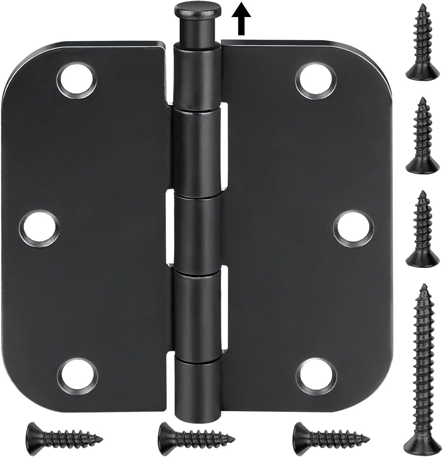 TICONN 30-Pack 3.5 Inch Door Hinges with Removable Pin, 3-1/2 x 3-1/2 Inch Iron Bifold Residential Doors Hardware (5/8" Radius Corner, Matte Black, 30 Pack) 30 Pack Matte Black-5/8" Radius