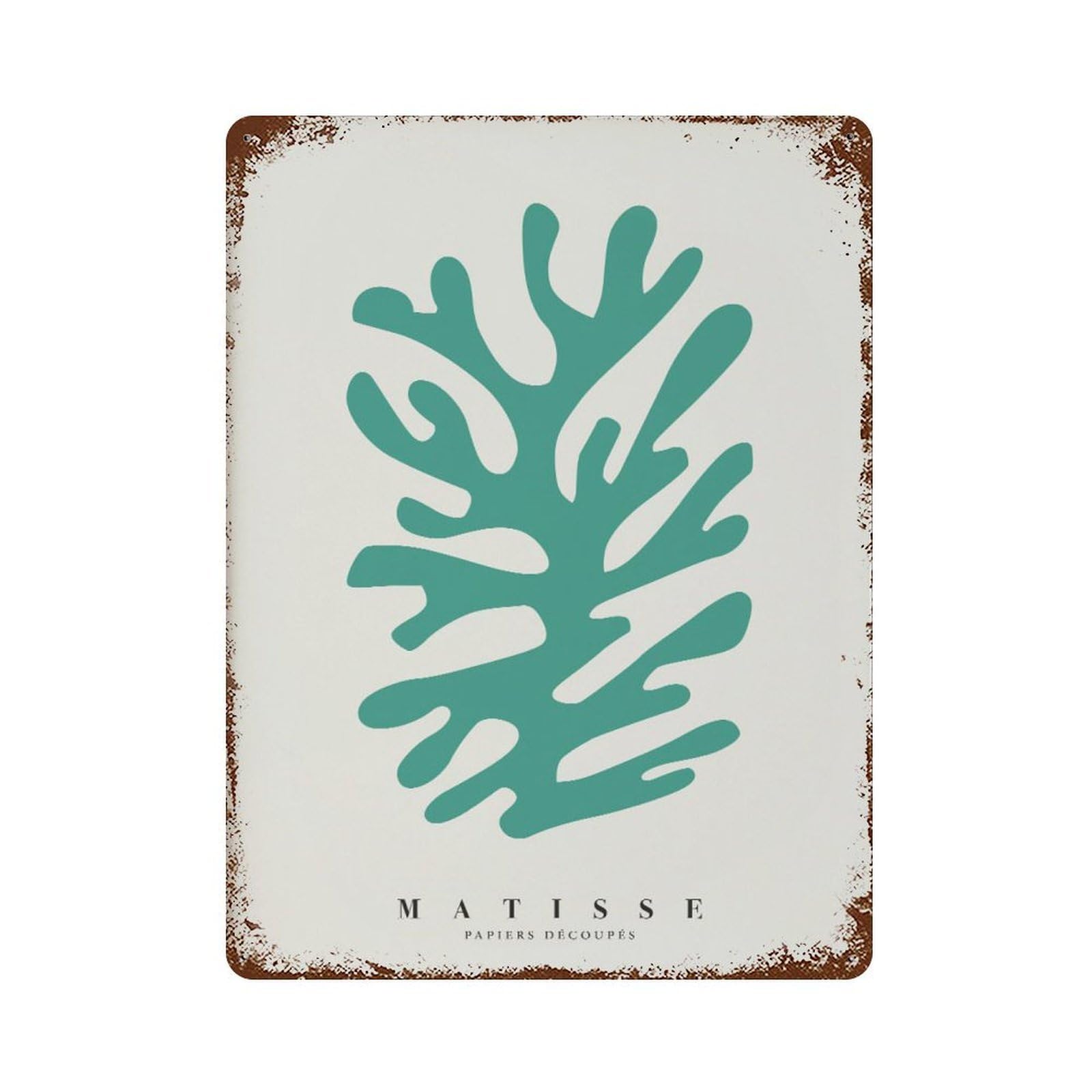 xiaoxiaoshen Matisse Tate Modern Green Papiers Decoupes, French Minimalist Wall Decor Art Metal Tin Poster Modern Home Decor Art Home Bar Shop Decorations Vintage Sign 40x30cm