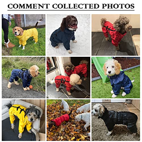 Geyecete -Regenmantel für hunde mit vier Beinen,Hunde Regenjacken Hosenanzug mit Geschirr loch, reflektierender vollwickel elastisch wasserdicht mantel fur Groß mittel und klein hunde-Navy Blau-M