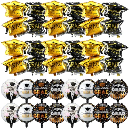 Simgoing 24 Pcs Large Graduation Balloons 2026 Graduation Party Decorations Class of 2026 Congrats Grad Balloon Graduations Hat Foil Balloons for College High School Grad Party Supplies by Simgoing - Used condition - US$6.41