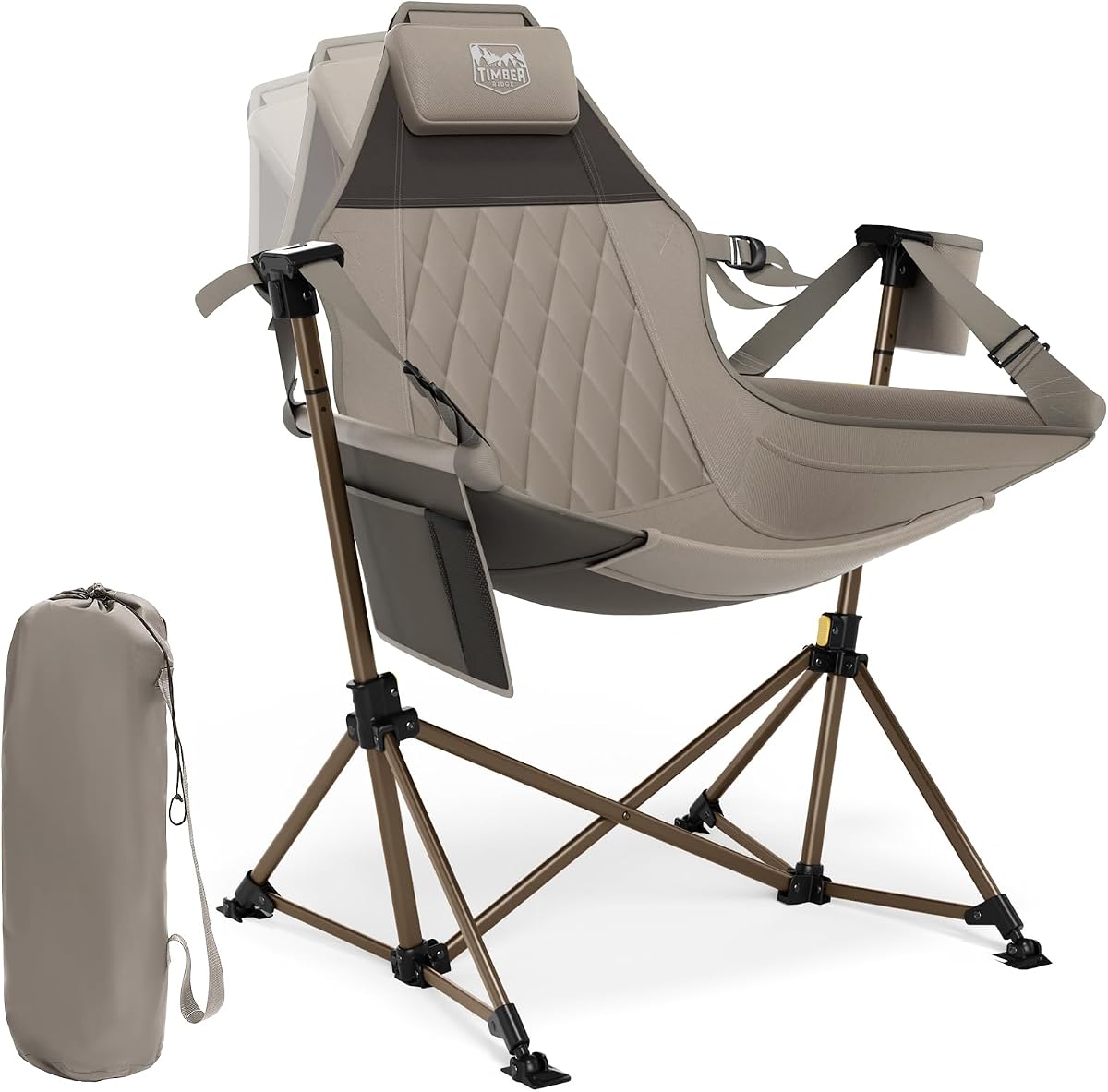 TIMBER RIDGE Hammock Camping Chair, Oversized Swinging Chair, 400lbs Load | Portable Folding Rocking Camping Chair with Adjustable Back & Seat Height for Outdoor Lawn, Backyard and Patio