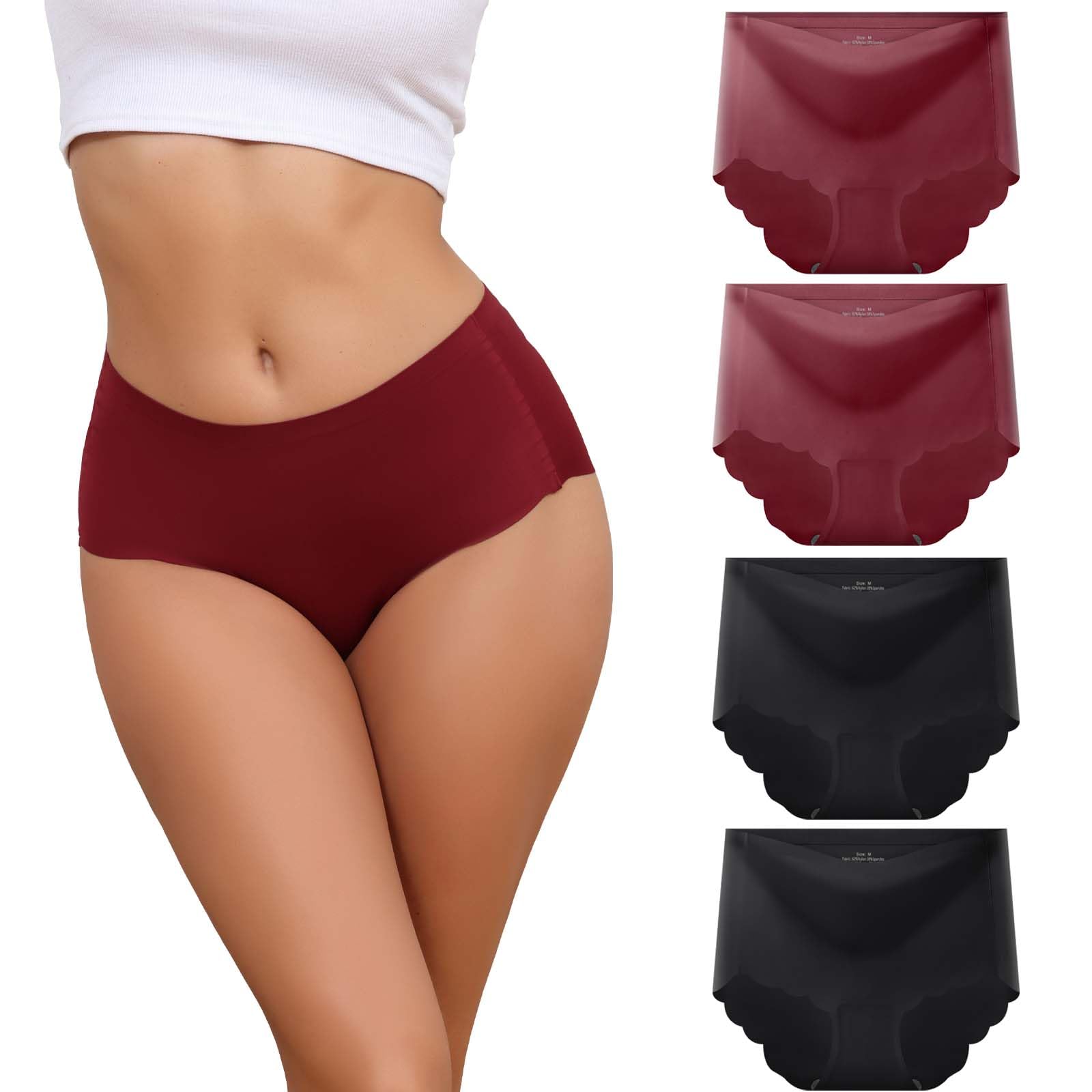 Dumwis Unterhosen Damen,Seamless Slips Damen Unterwäsche Frauen,High Waist Nahtlose Panties,Mehrpack 4Er Pack Hipster Bequeme Ohne Abzeichnen Underwear Women,Damen Taillenslip sportunterwäsche