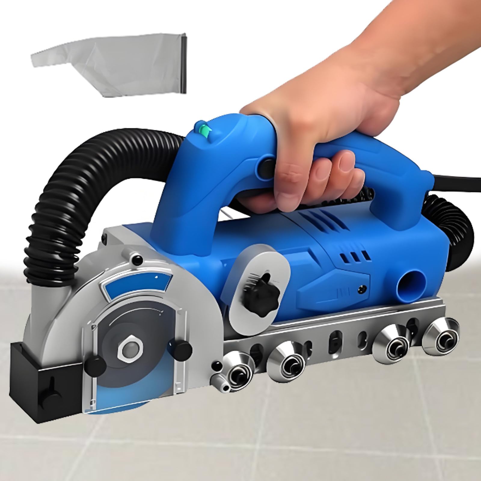 DOZPAL 1200W Electric Grout Removal Kit - 9000 RPM Household Electric Tile Gaps Crevice Cleaning Machine Slotting Tool with Dust Collection Bag and Adjustable Cutting Depth for Floor Grout Cleaning C