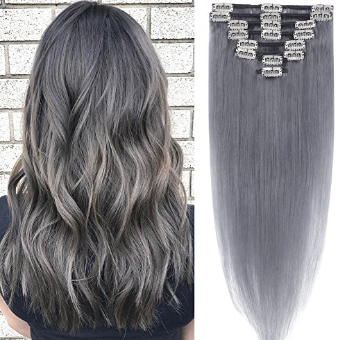 LFLIN Clip In Human Hair Extensions 100% Real Remy Full Head Long Soft Silky Straight 8pcs 18clips For Women Beauty.