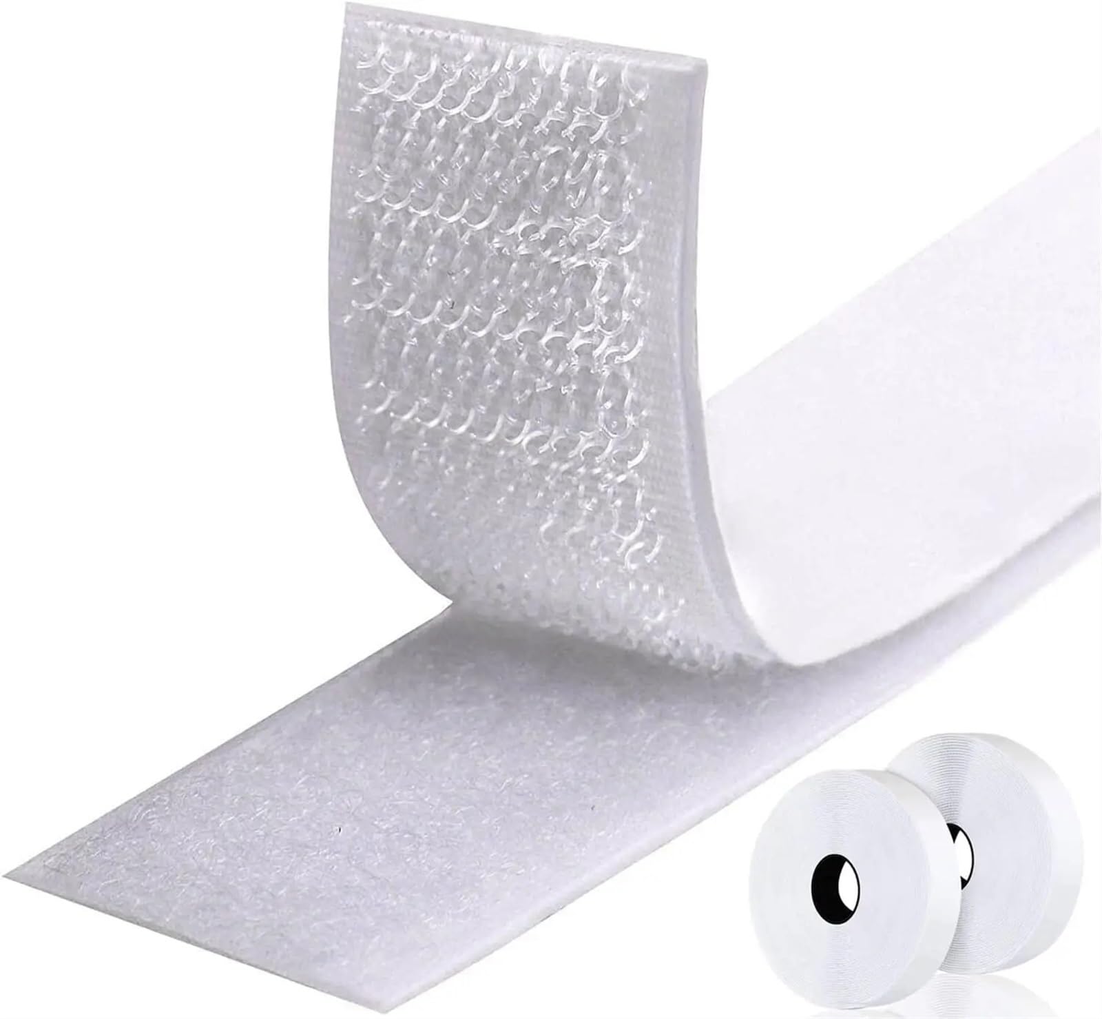 Adhesivo Fuerte Hook Y Loop Cinta adhesiva mágica de 20mm, autoadhesiva, adhesivo extrafuerte doble cara con almohadilla, cierre gancho y bucle esponjoso, color blanco(25Meter)