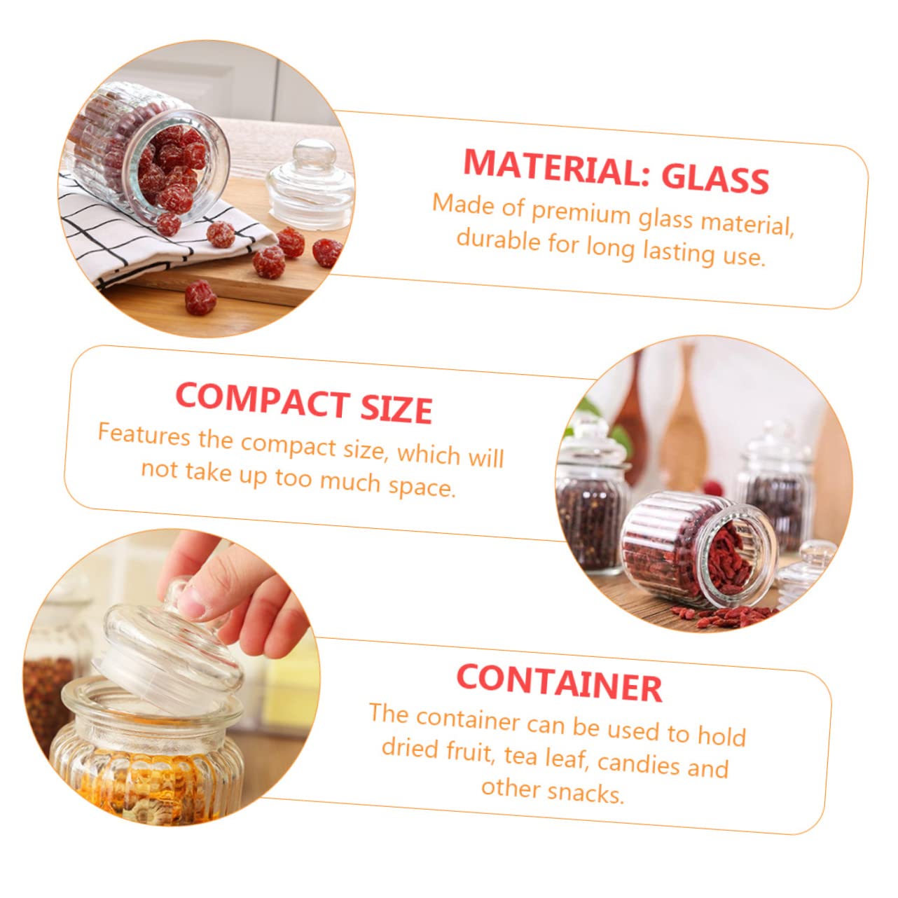 Ciieeo 4pezzi Contenitori Per Barattoli Stoccaggio Multifunzionali Per Alimenti Dried Fruits e Marmellate e Chiusura