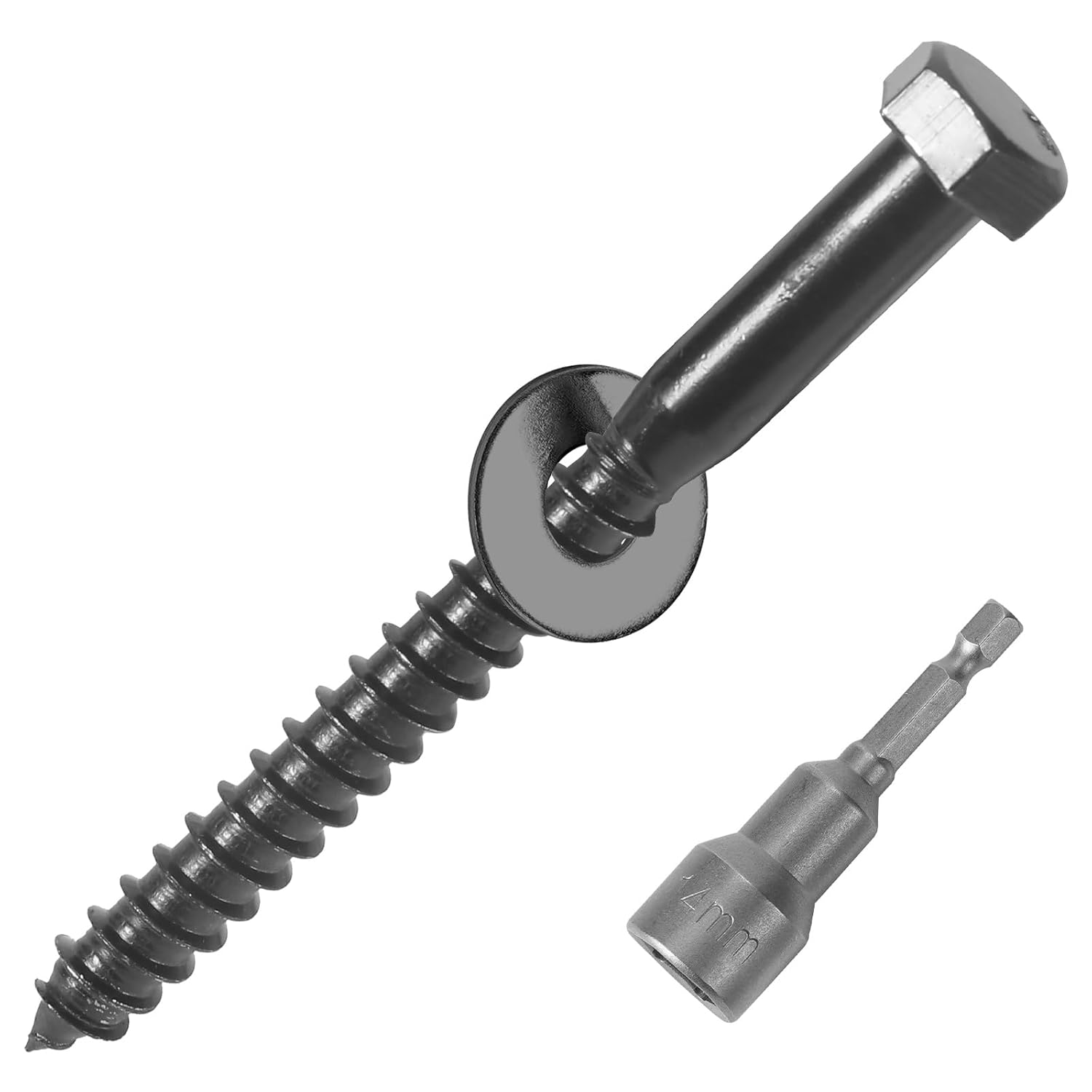 50 Pack 304 Stainless Steel Wood Lag Screw, 3/8" x 3" Hex Head Lag Bolts, Wood Screws 18-8 - Black