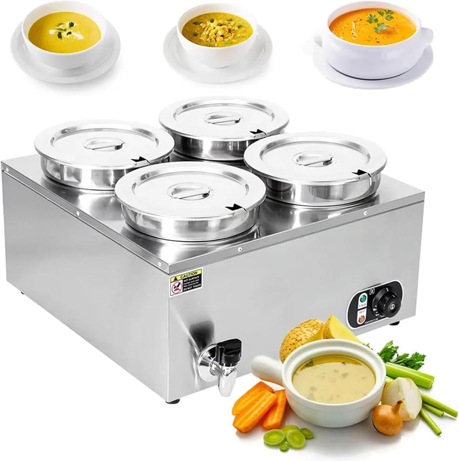 Scaldavivande Elettrico Da 1500 W Commerciale Scaldavivande Da Tavolo a Vapore in Acciaio Inox per Catering E Ristorante, Controllo Della Temperatura 50-85℃