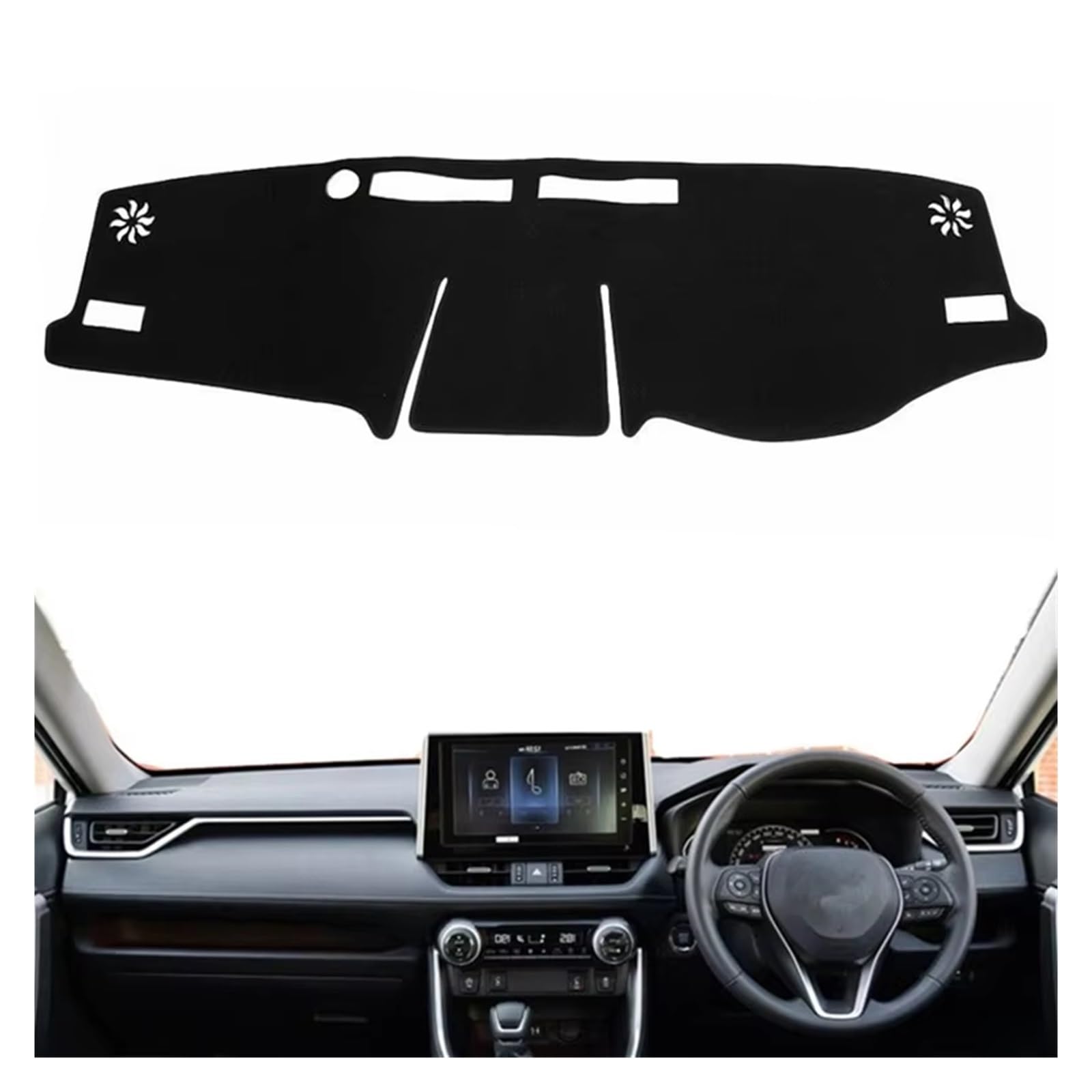 Dashboard Für Toyota Für RAV4 RAV 4 XA50 2019-2024 Auto Dashboard Abdeckung Matte Pad Dashmat Sonnenschirm Teppich Kissen Zubehör Center Konsole Armaturenbrett Matte(Black(Black Edge) RHD)