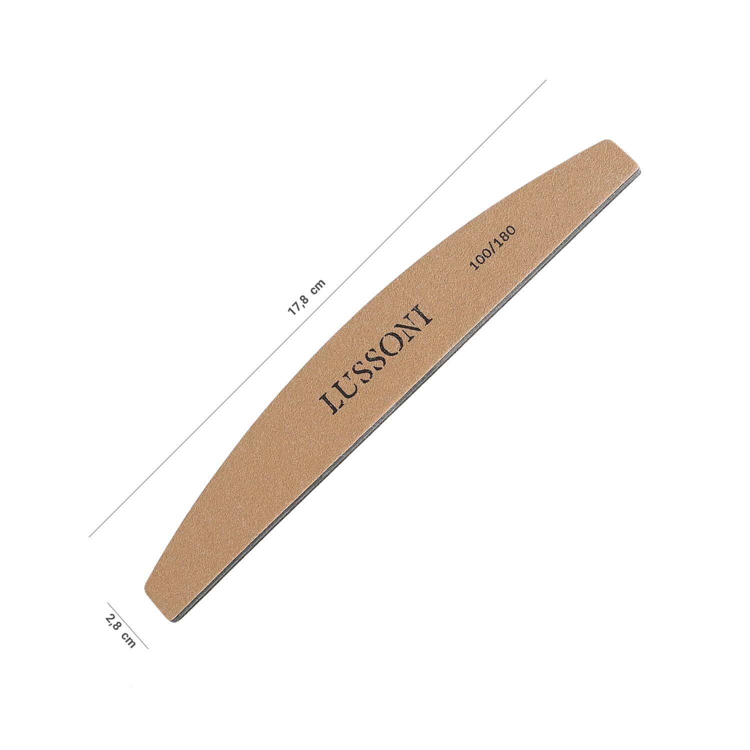 T4B LUSSONI PREMIUM Halbform Nagelfeilen, Körnung 100/180, Für Natürliche Und Gehärtete Nägel (50 pcs)