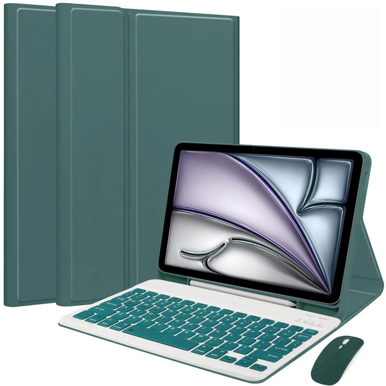 Keyboard Case for iPad Air 6th 11-inch M2 2024, iPad Air 5th/4th Generation 10.9 inch 2022/2020, Odłączana Klawiatura Bluetooth, Ultracienkie Etui Magnetyczne Z Uchwytem Na Długopis,Green