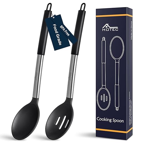 HOTEC 446°F Heat Resistant Large Silicone Cooking Spoon, BPA Free