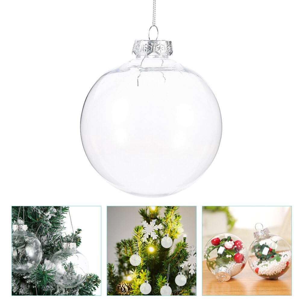 HOMSFOU 10pcs Christmas Iridescent Ornaments Balls Shatterproof Xmas Tree Ball Fillable Plastic Clear Baubles for Diy Hanging Holiday Wedding Party Supplies 8cm - Image 3