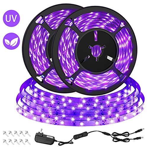 CLY 33ft LED UV Black Light Strip Kit, 600 Units UV Lamp Beads