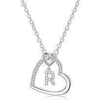 LIHELEI Collana Donna Argento, S925 Argento 26 Lettera Maiuscola Con Zirconi Collana Moglie Mamma Fidanzata Compleanno San Valentino Natale Anniversario Festa Della Mamma Gioielli Donna Regalo – R