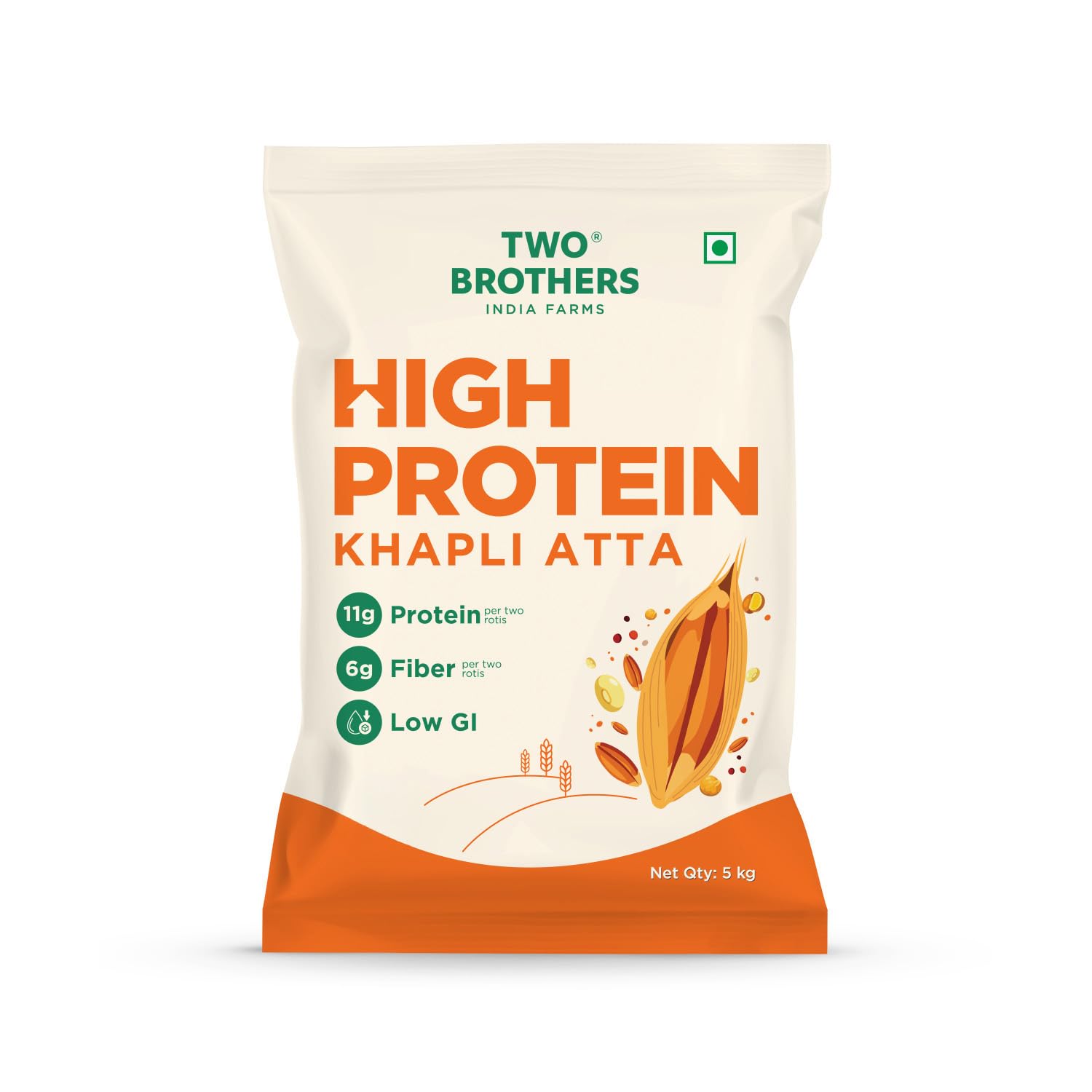 Two Brothers Organic Farms - Khapli Protein Atta (5kg) | Certified Glyphosate-Free | 11g Protein & 6g Fiber Per 2 Rotis | Low GI Emmer Wheat | 2X Protein vs Regular Atta | No Additives | Slow-Milled-image-39