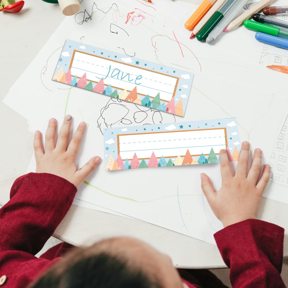 PH PandaHall 40pcs Classroom Desk Tags, Boho Mountains Desk Name Tags Desk Nametags Locker Name Plates Student Name Tags Teacher Name Plate for Classroom Cubbies Desks Cabinets Filing Storage - Image 4