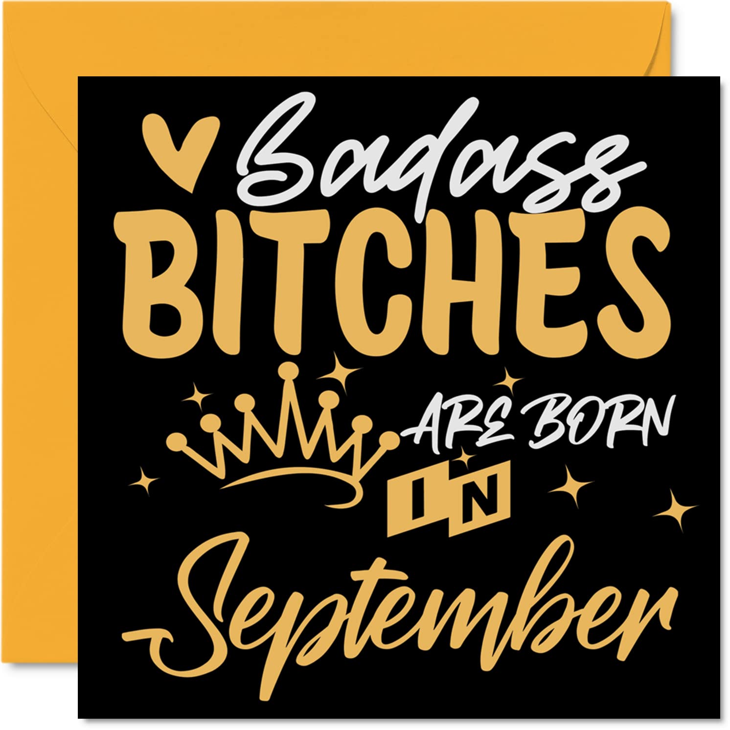 Funny Birthday Cards for Women Her - Badass Bitches Are Born In September - Happy Birthday Cards for Friend Girlfriend Wife Daughter Sister Auntie Mum Granny, 145mm Humour Greeting Gift