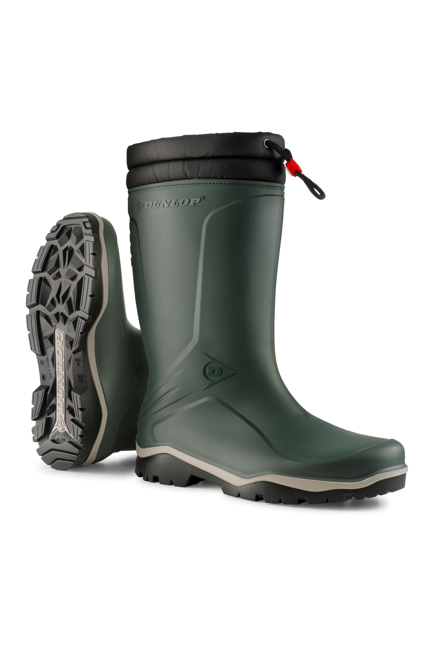 DUNLOP Blizzard - Unisex Winter Safety Insulated Fashion Thermal Boots, Heritage Green/Black, Waterproof and Chemical Resistant PVC Wellies with Fur Lining and Traction Outsole - EU46, UK11