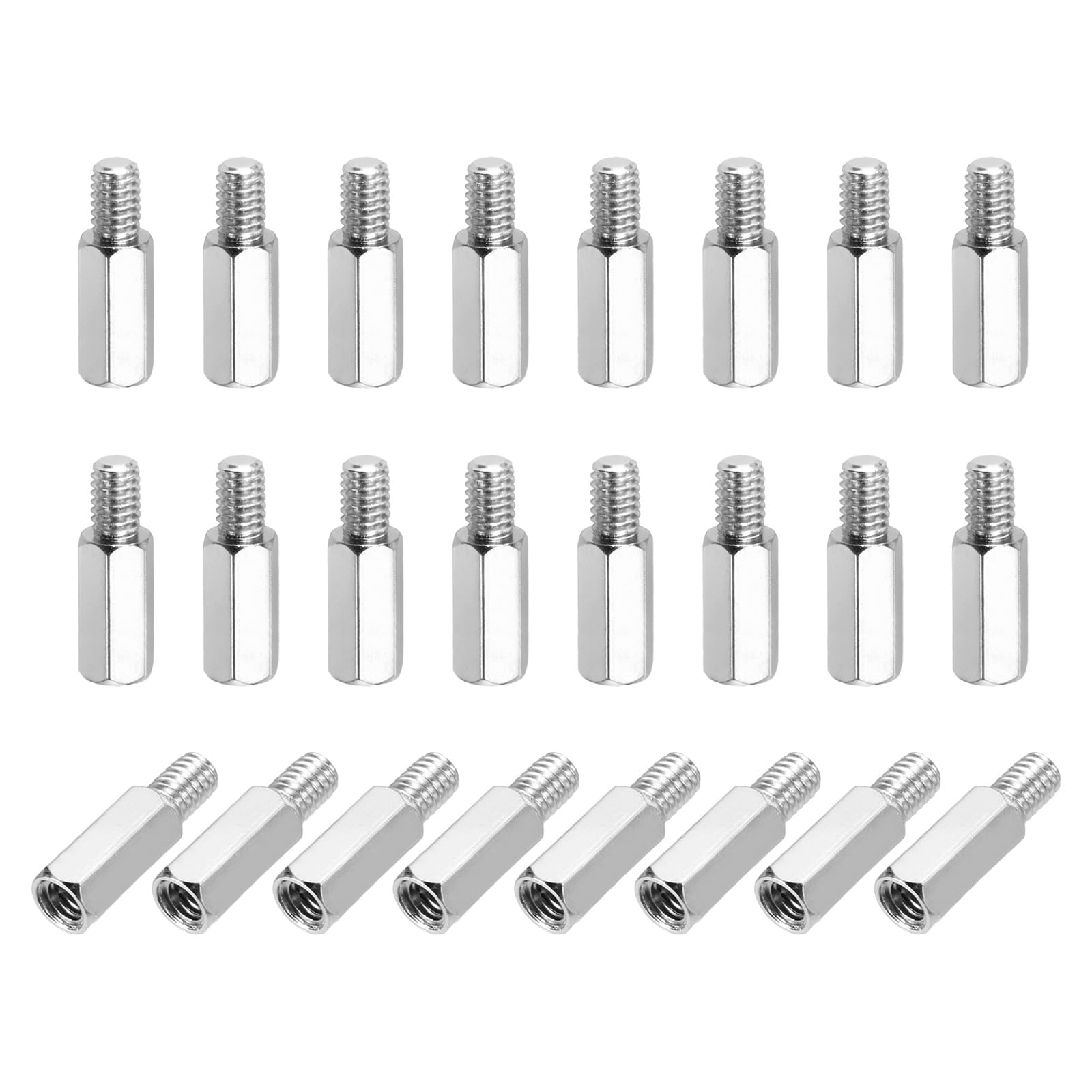 sourcing map Hex Spacer Screws, M4x12mm+6mm Male to Female Thread Brass Nickel Plated Motherboard Standoffs Spacer Pillars for PCB Circuit Boards FPV Quadcopter Drone DIY, Pack of 24