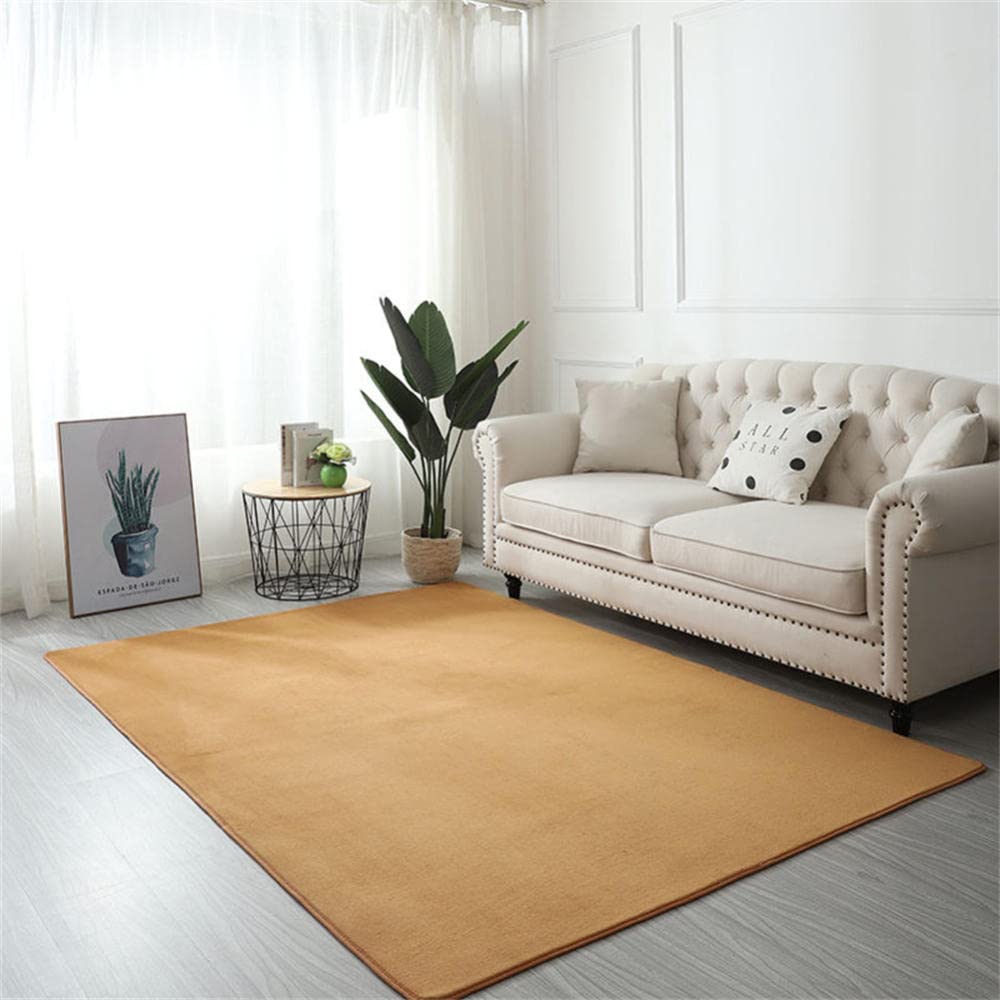 Tapis salon moderne LUNEZY moelleux marron pour chambre d'enfant