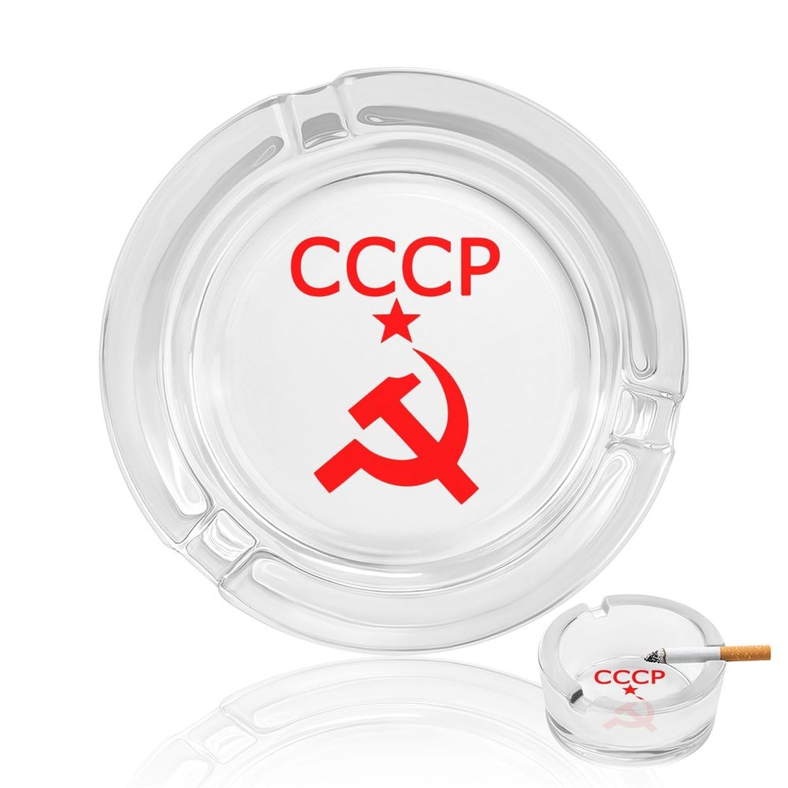 Nclqvjxzkhw Style Cccp Star Soviet Union Ussr Glass Ashtray Round Ash Tray Smoking Trays For Home Garden Outdoor