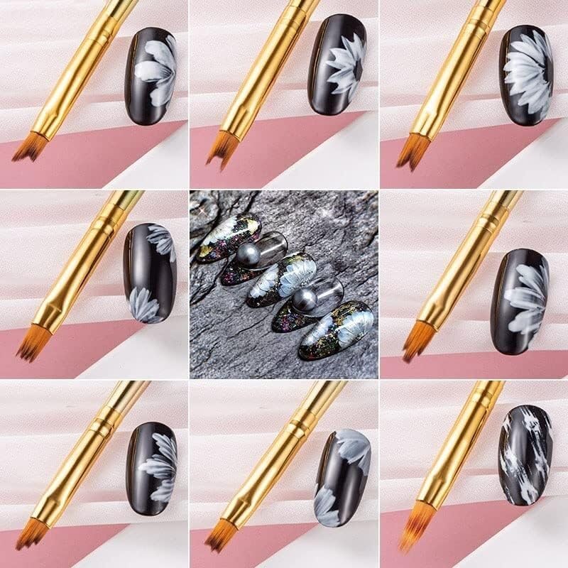 8Pcs/Set Gel Metal Gradient Irregular Brush Nail Art Acrylic Painting Drawing Pen Tips DIY Home Salon Tools