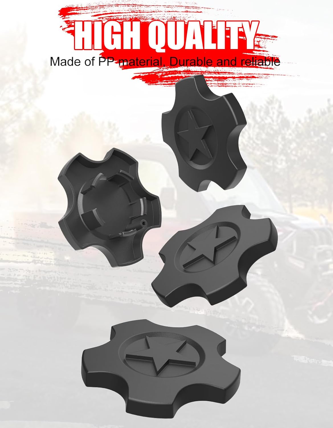4PCS Wheel Hub Caps for Polaris Range XD 1500 Northstar Edition, Black Dust Tire Wheel Center Hub Cap Covers Tire Rim for Polaris Ranger Crew XD 1500 Northstar Edition 2024-2025 Accessories