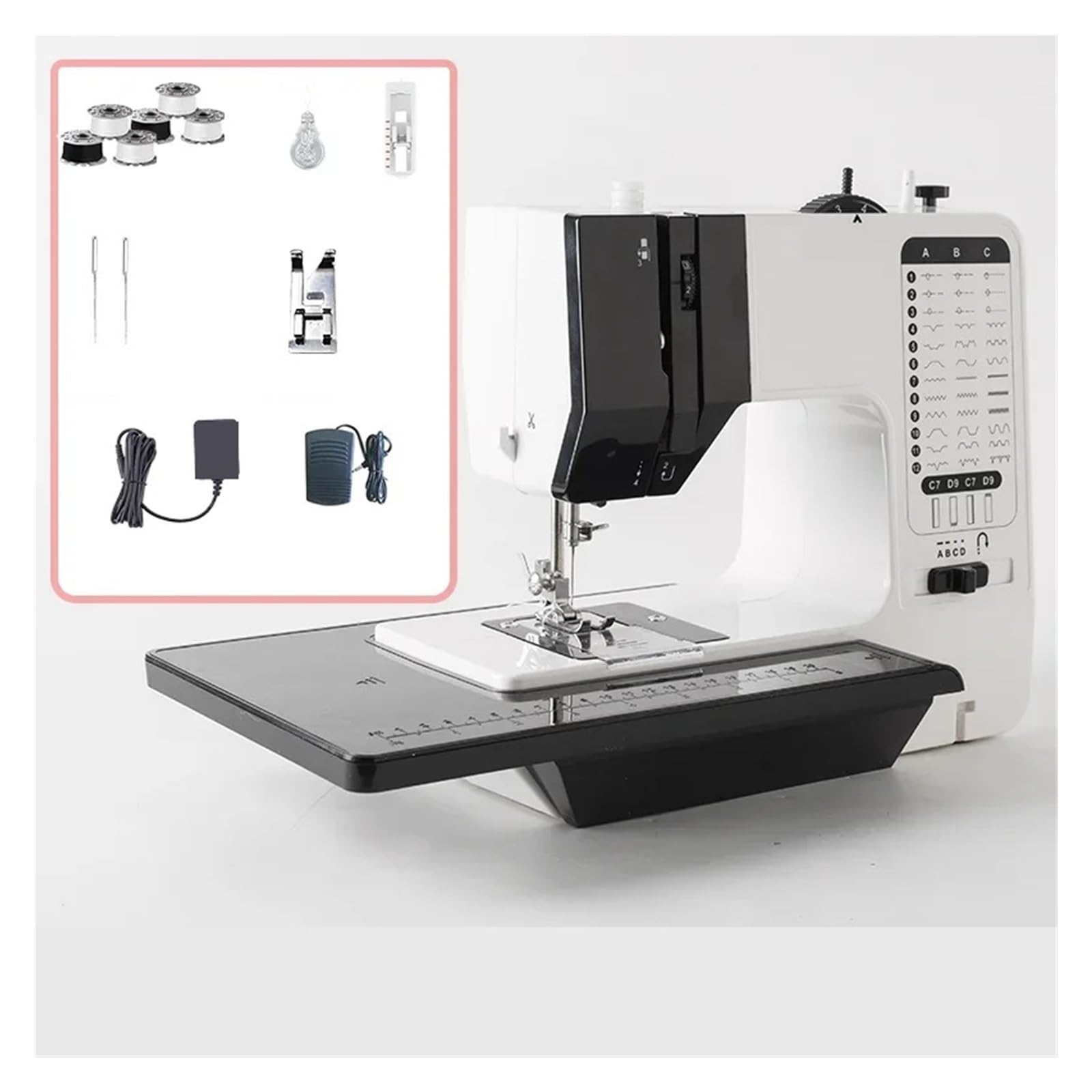 Máquinas de Coser electrónicas Máquina De Coser Multifuncional, 38 Tipos De Líneas con Pedal Eléctrico, Máquinas De Bordar For El Hogar, Prensatelas Que Se Pueden Quitar A para Principiantes