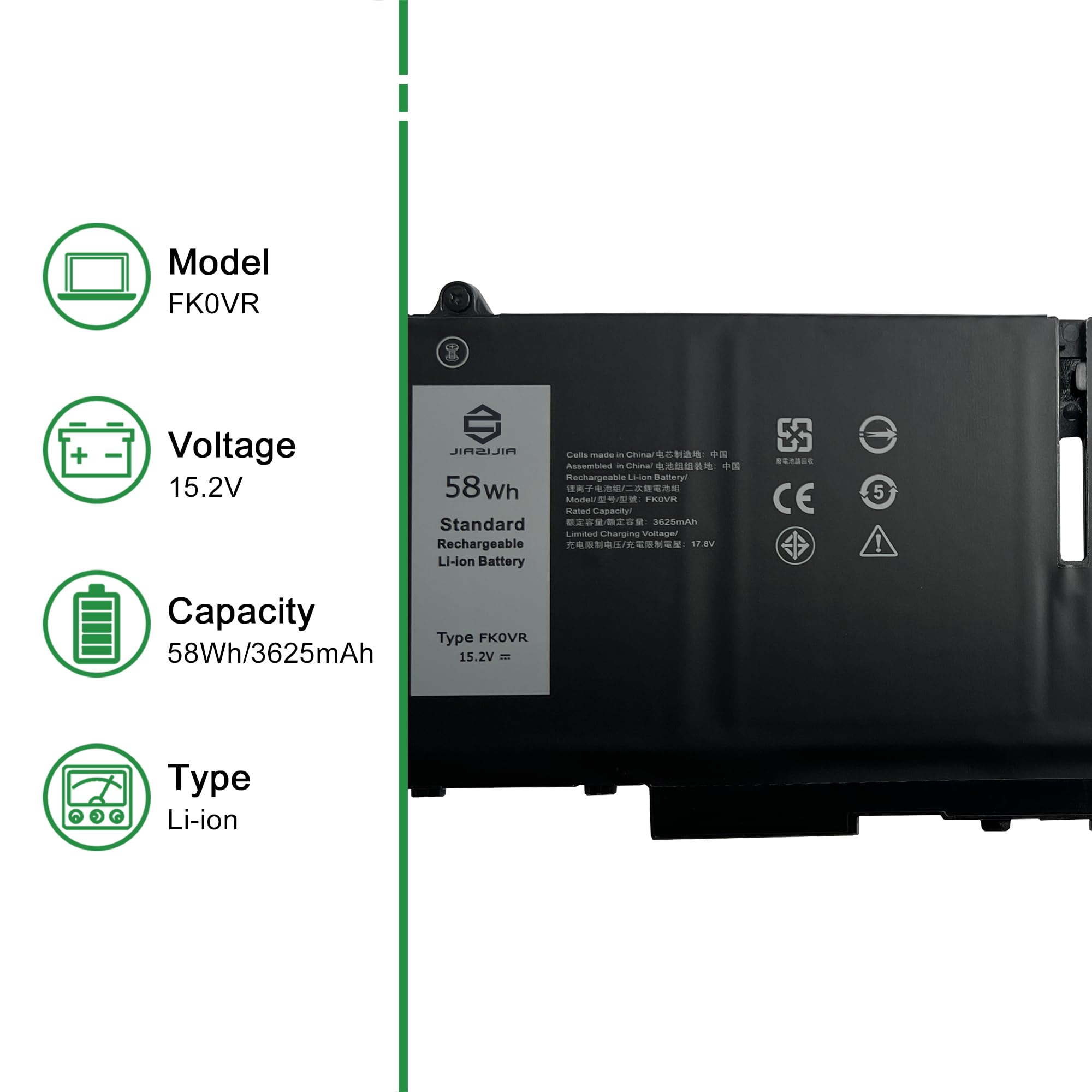 Amazon.com: JIAZIJIA FK0VR CPX-8P81K 58Wh Laptop Battery