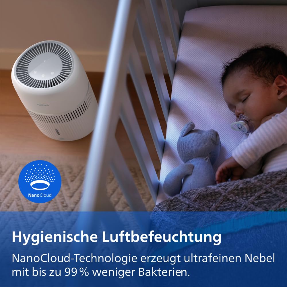 Philips Verdunstungs-Luftbefeuchter Serie 4000, 3,5 L Wassertank, 275 ml/h, bis 41 m², Weiß