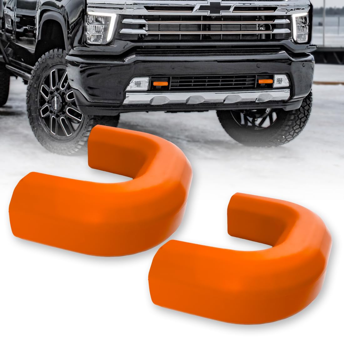 RECON - Fits 20-25 Chevy Silverado 2500/3500 HD Tow Hook Covers 2-Piece Set of 100% Silicone Rubber Covers Heavy Duty Rugged Durability Unique Style