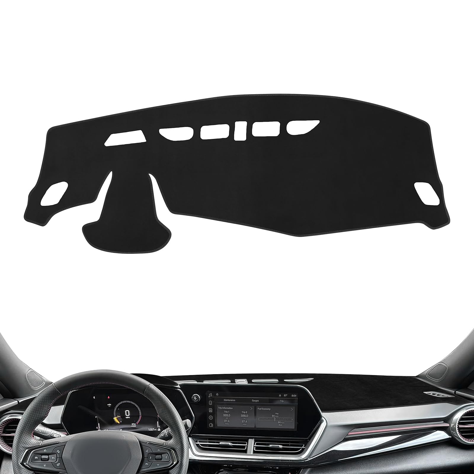 Rilsen Dashboard Cover Mat Custom Fit for 2024 2025 2026 Chevy Trax Dash Cover Nonslip Dash Mat Protector Sunshade No Glare Black