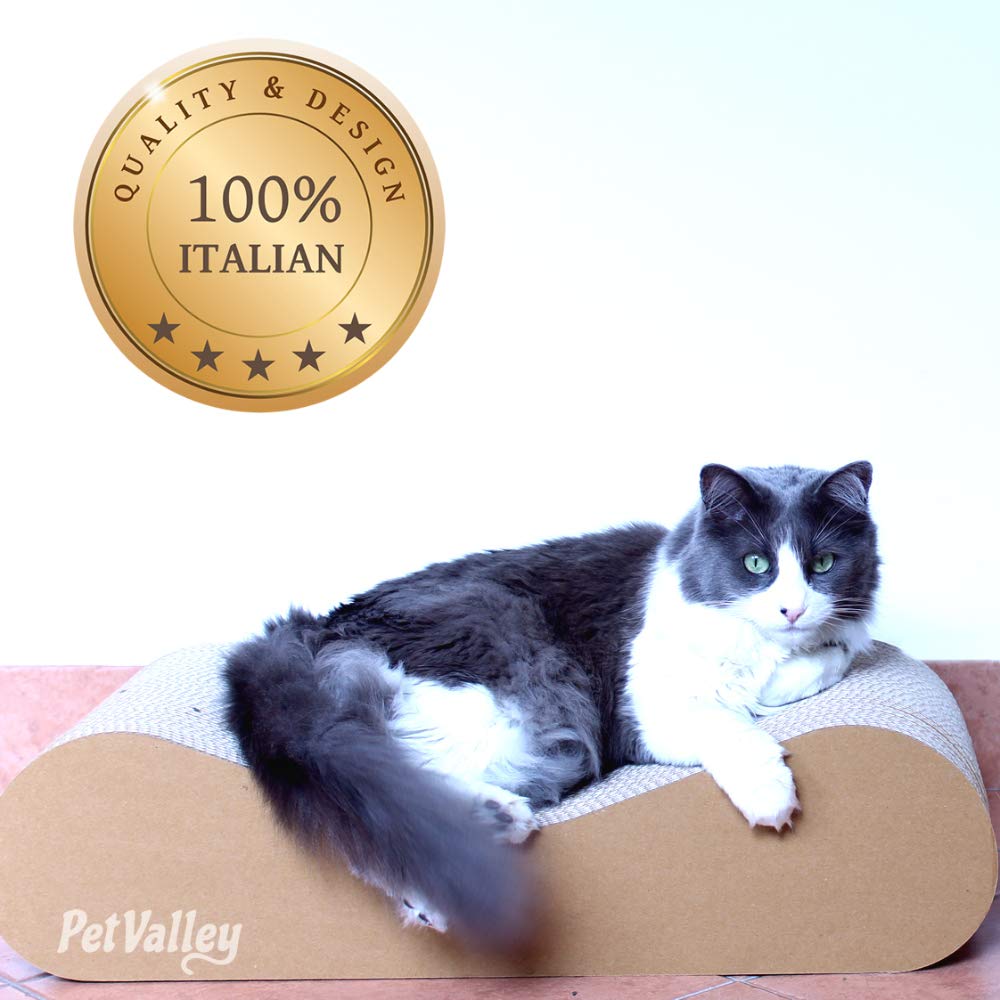 PetValley Tiragraffi per Gatti Kit Cuccia + Grattone Kraft Prodotto di Design in Cartone Ondulato Made in Italy, Ideale Come Cuccia, Palestra e Graffiatoio. 100% Riciclabile