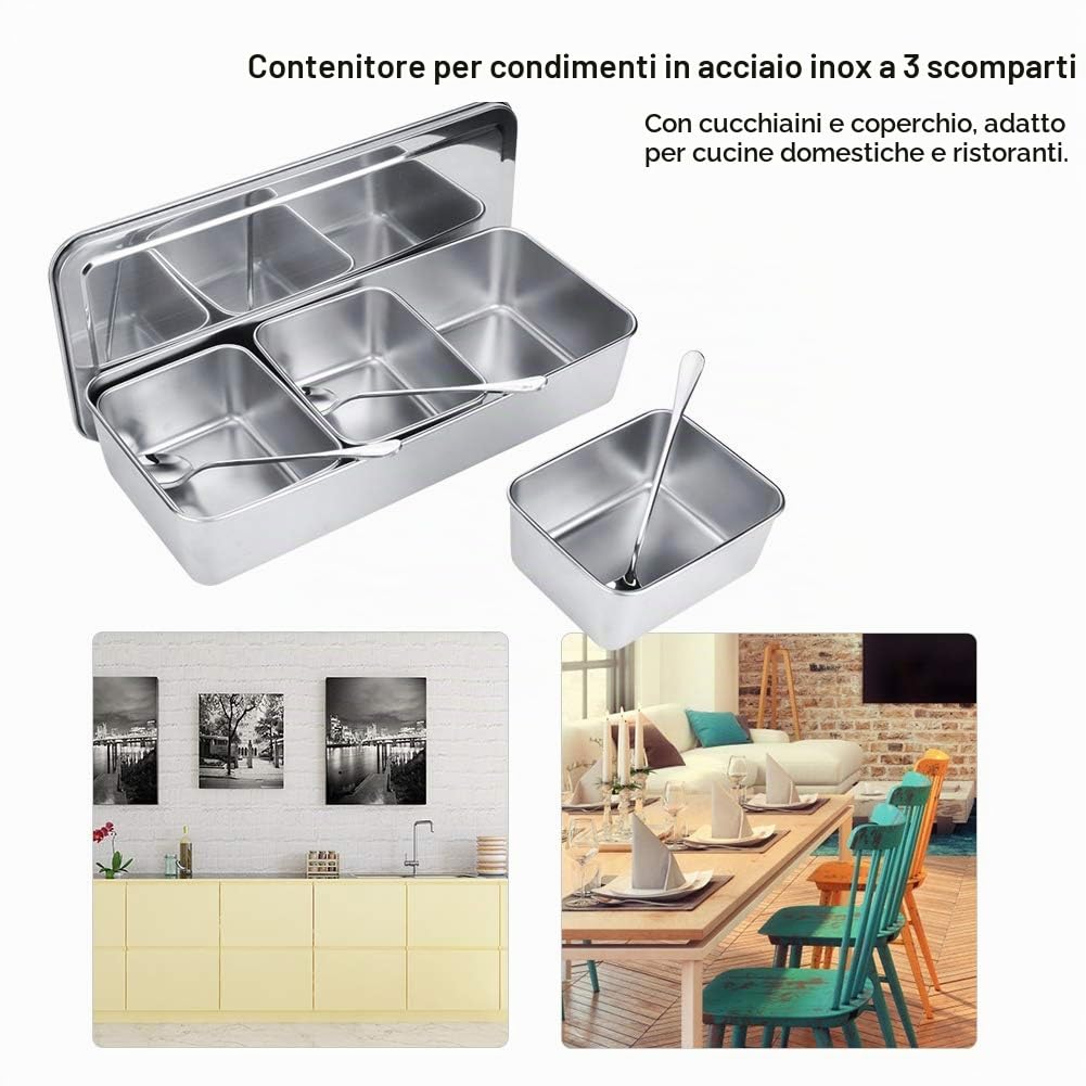 Porta condimenti Pentole per spezie, Scatola per condimenti Acciaio Inossidabile per Uso Alimentare per Storge Condimenti Snack Farina Prodotti secchi, Frutta per la di casa