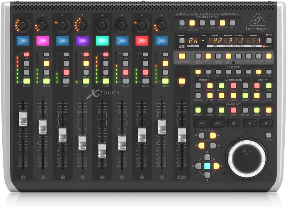 X-TOUCH Control Surface with Motorized Faders, LCD Scribble Strips, and USB/MIDI/Ethernet Connectivity