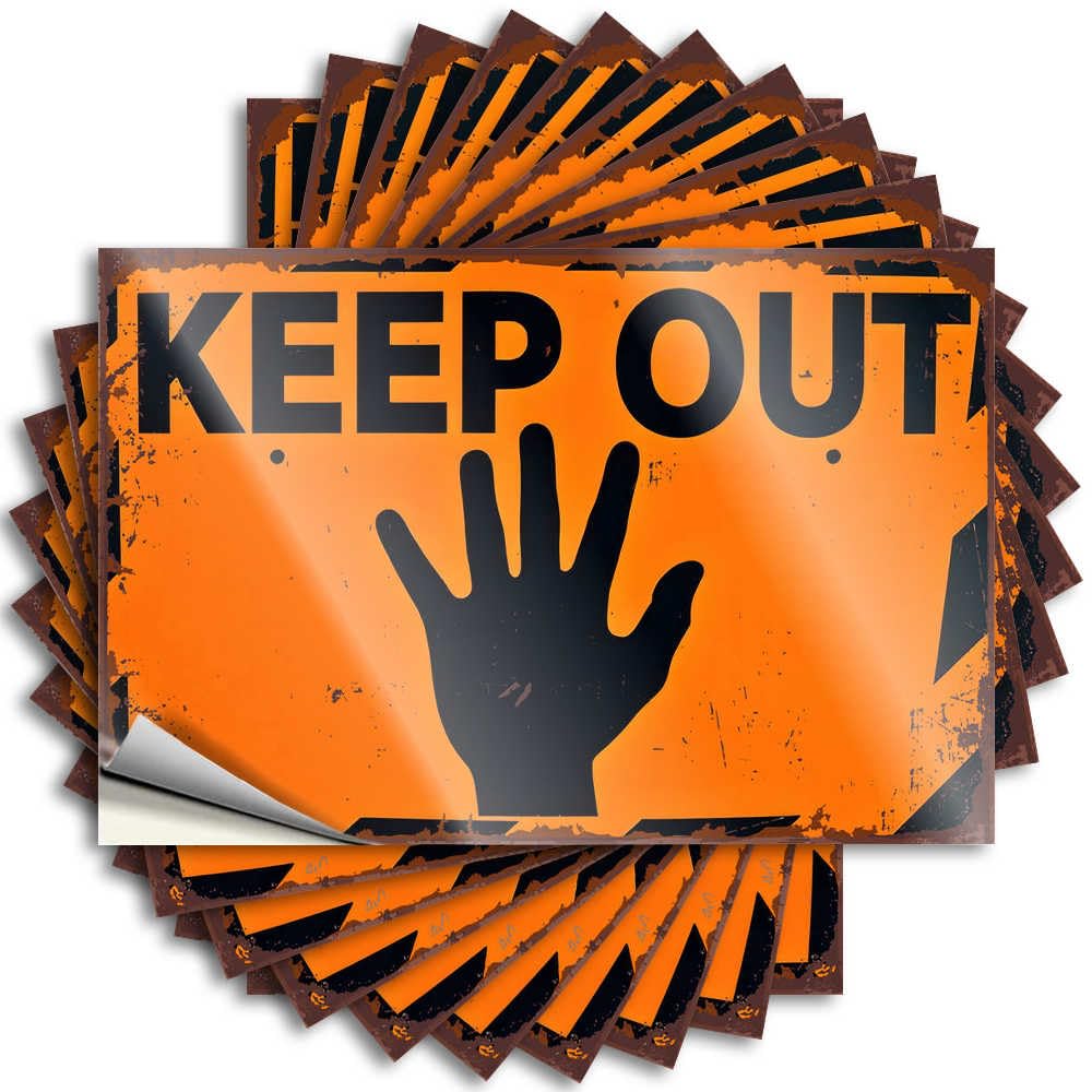 Quote Gaming Waterproof Vinyl Sticker | Keep Out: Warning Sign with Hand Silhouette Neutral Helmet for Darts DIY Projects(8X12CM)