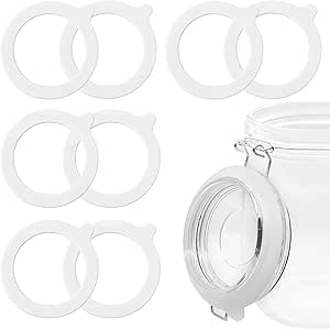 8 Pcs Replacement Silicone Seals, FUNCYboo 3.7 Inch Silicone Jar Gaskets Silicone Replacement Gasket Airtight Silicone Seals Rings for Mason Jar Fits Most Sizes(White)