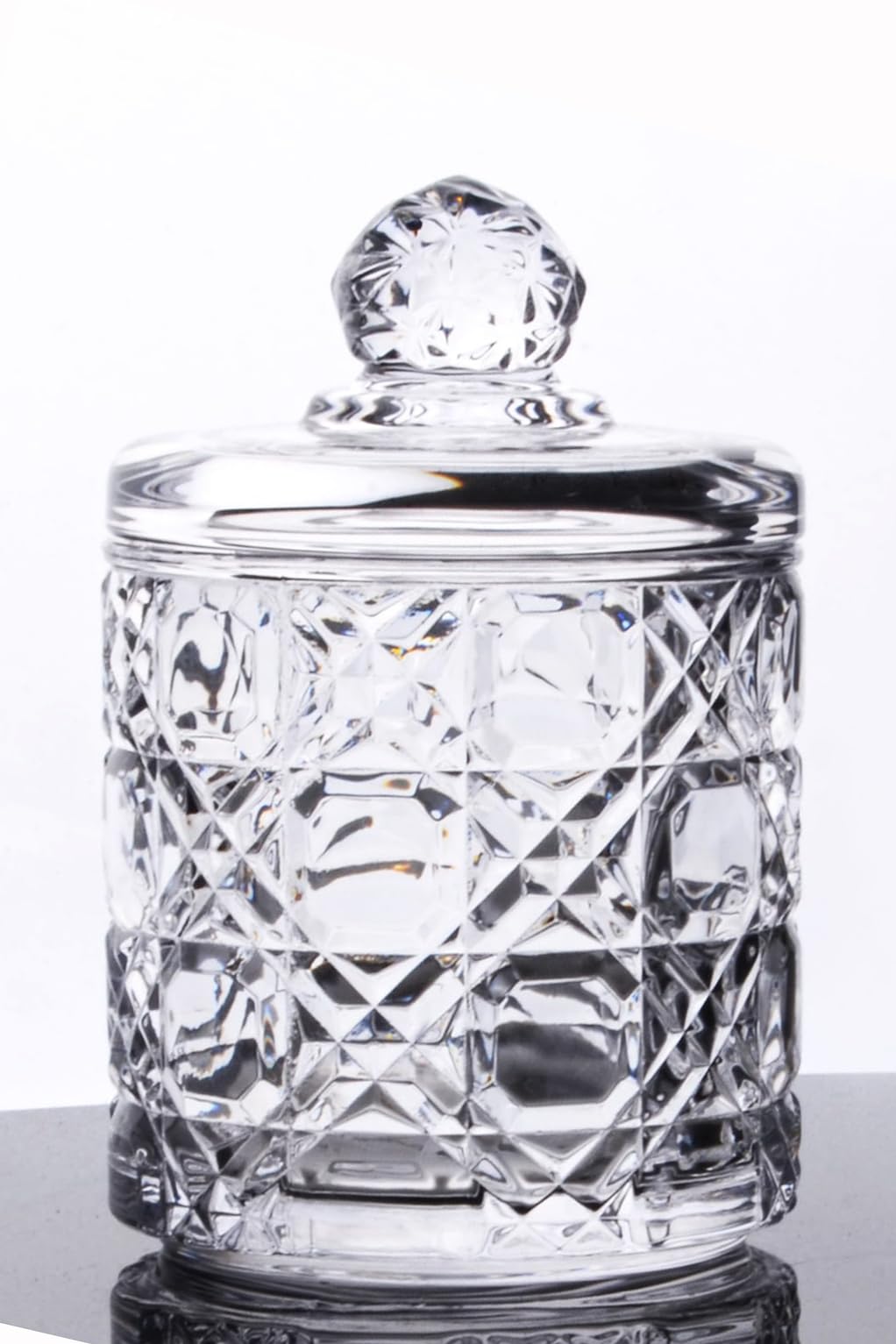Deconox Lüx Kristal Büyük Cam Şekerlik & Cam Lokumluk, Kesme Cam Lüx Şekerlik 13cm*7.8cm - 06639