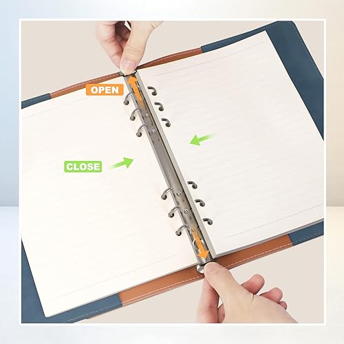 Miniatura 5 de GoodSing Cuaderno de piel A5, carpeta A5 de 6 anillos con papel de repuesto A5, bolsillos para carpetas y divisores de materias, hoja de papel,
