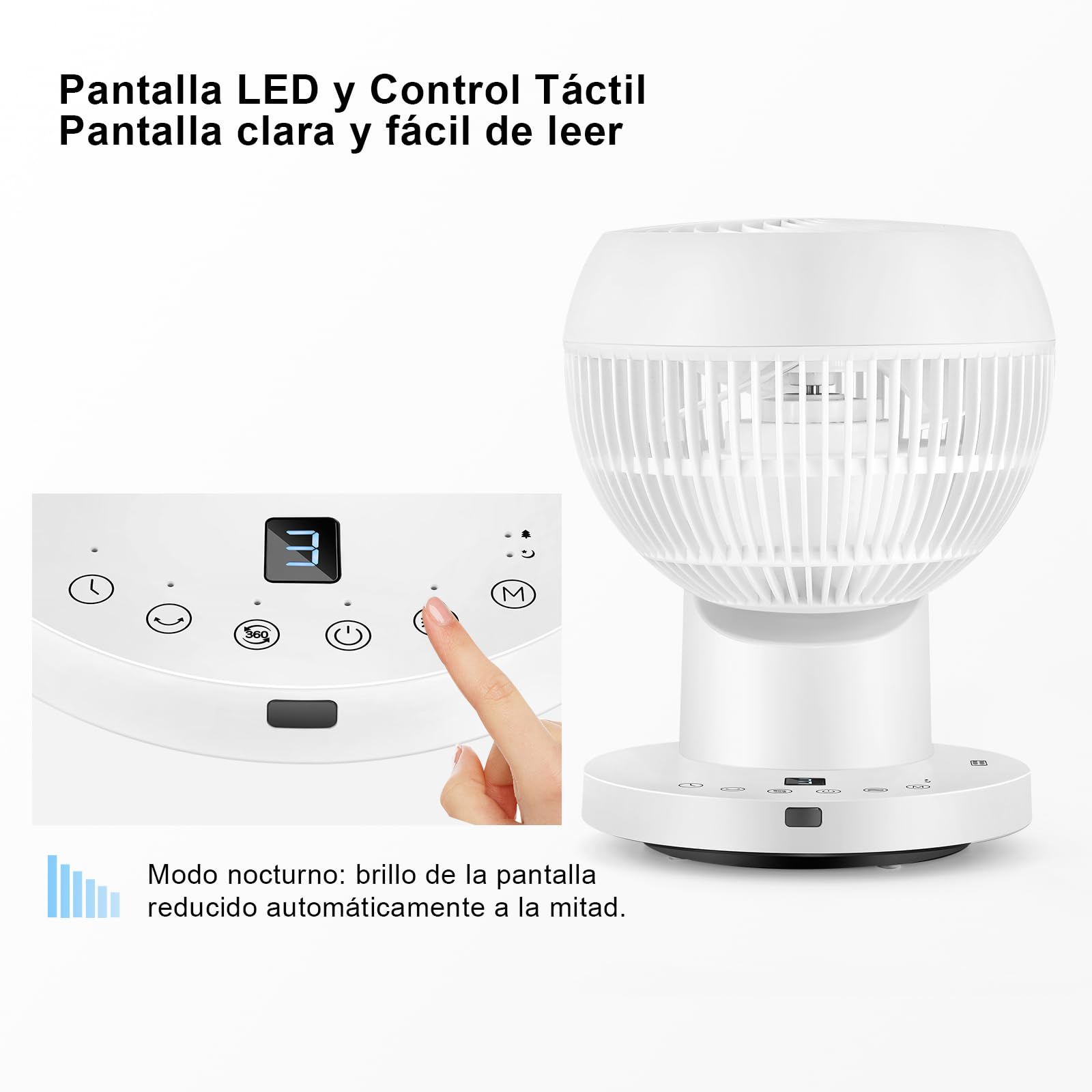 LeaderPro Ventilador de Mesa Silencioso con Mando a Distancia, Ventilador Turbo de Circulación de Aire, 4 Velocidades para Dormitorio, Salón, Cocina y Oficina, Blanco